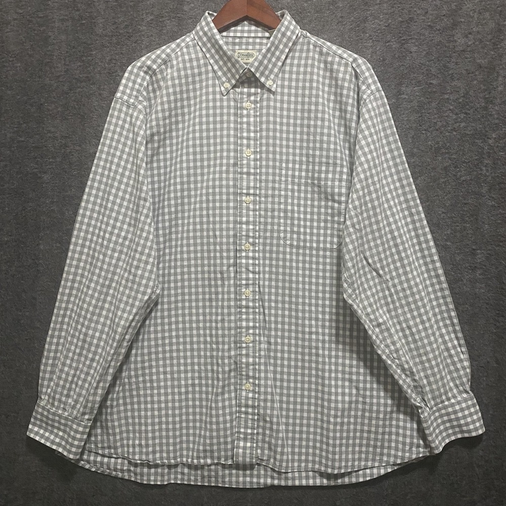 Gitman Bros Shirt Mens 2XL Gray White‎ Gingham Check Button Down Made in USA